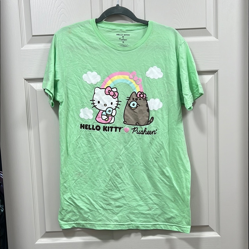 Hello Kitty and Pusheen Green T-Shirt
